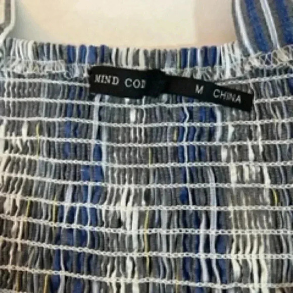 Mind Code Zip Front Blue Striped Bustier Top Women's Sz Medium - Picture 9 of 9